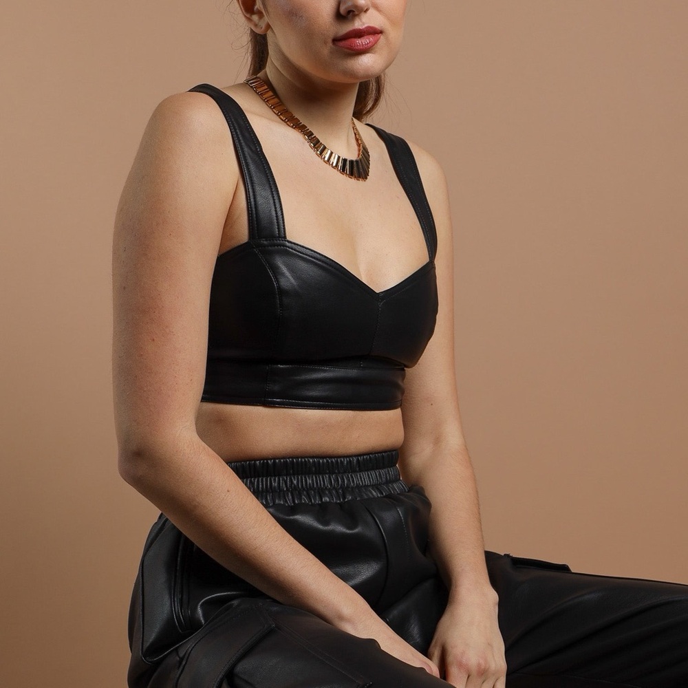Black Vegan Leather Bralette